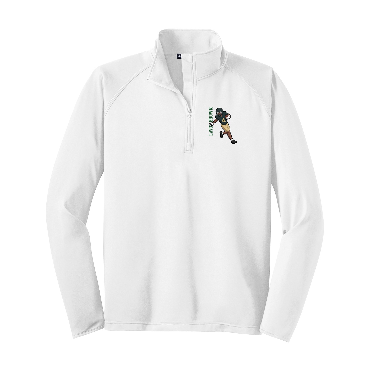 Q-Zip Pullover — Name Vertical in White