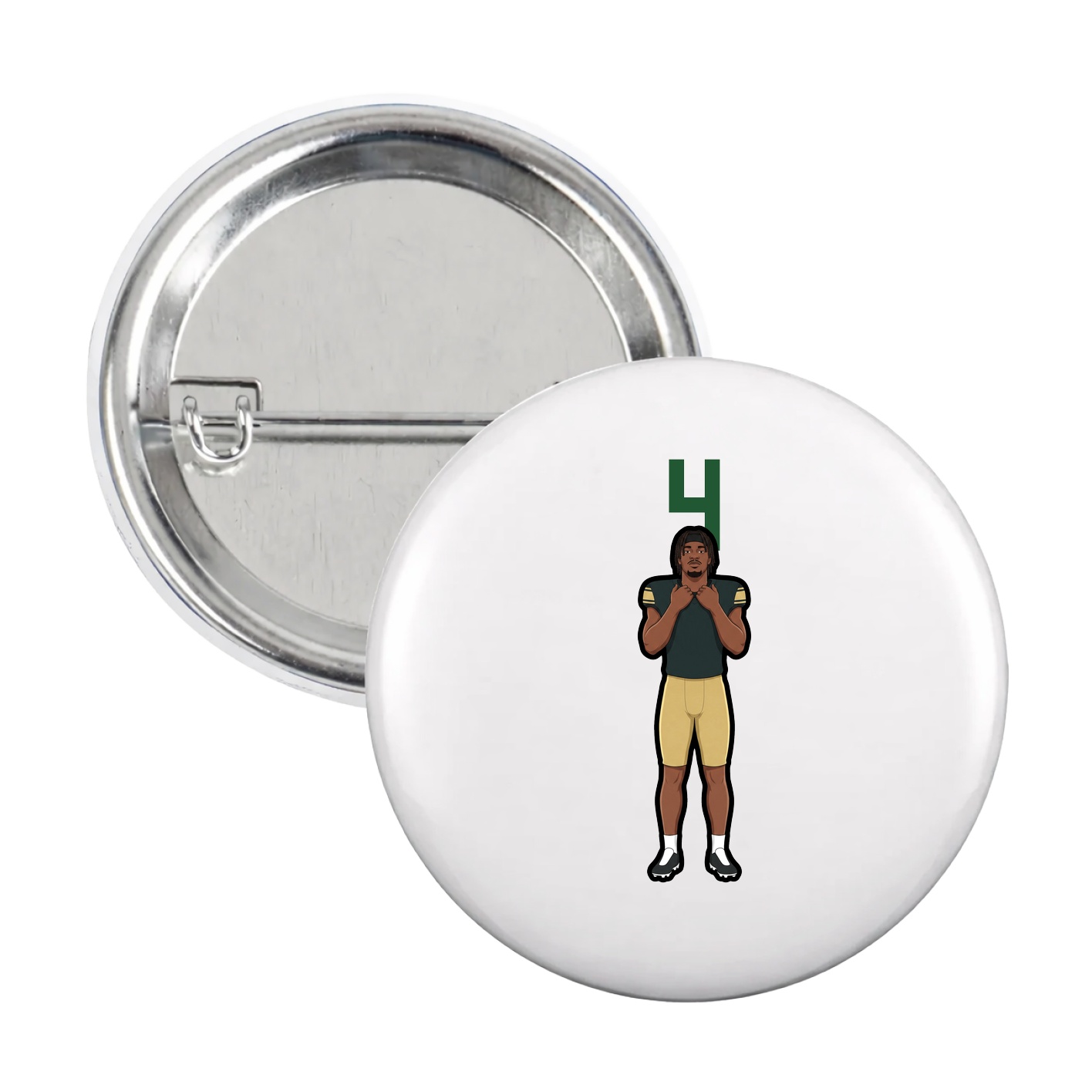 Game Day Button — Number Top in White