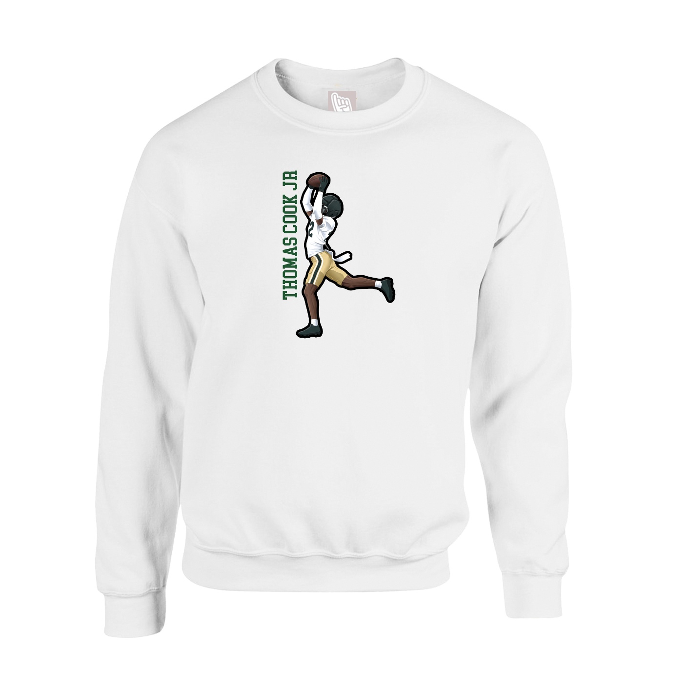 Fleece Crew — Name Vertical in White