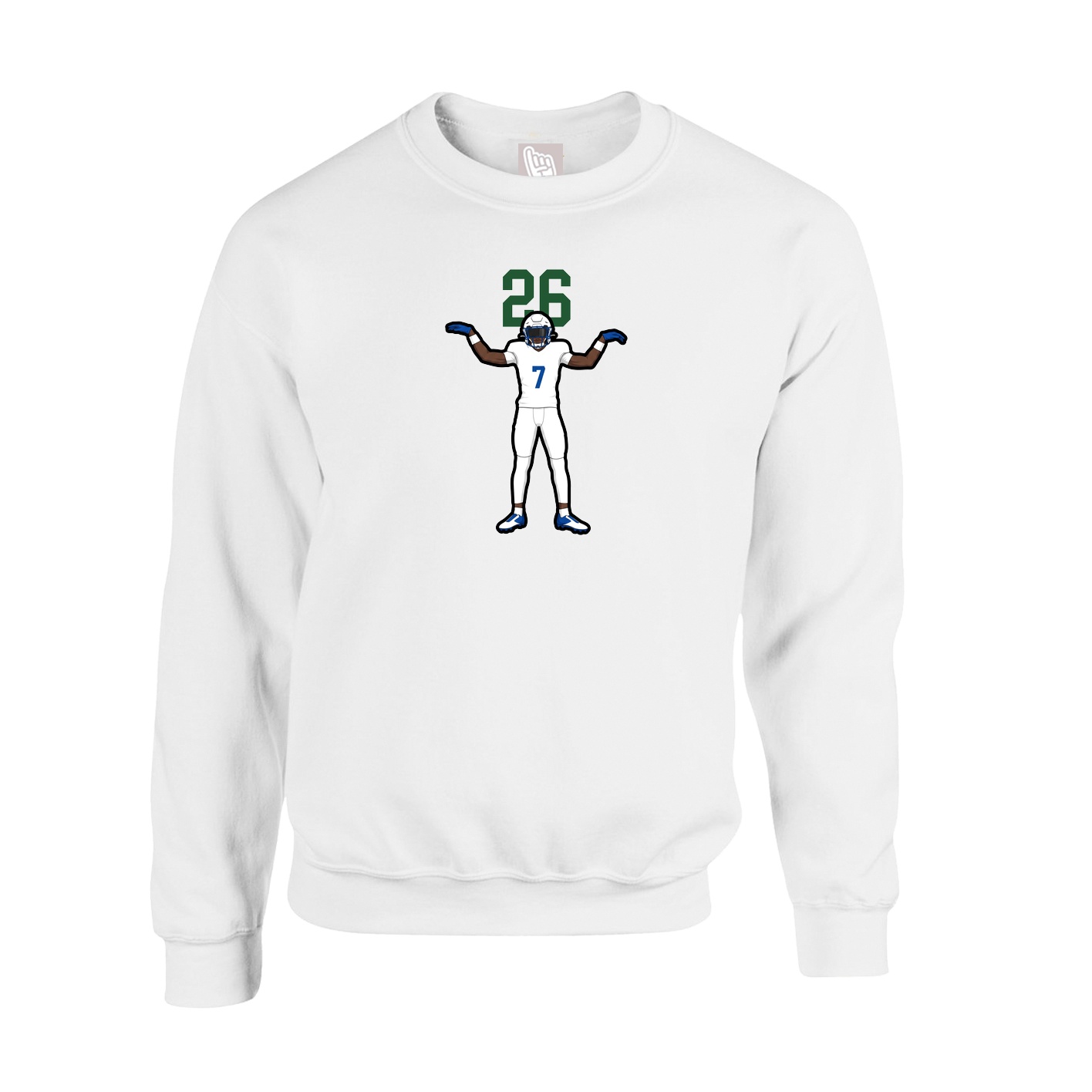 Fleece Crew — Number Top in White