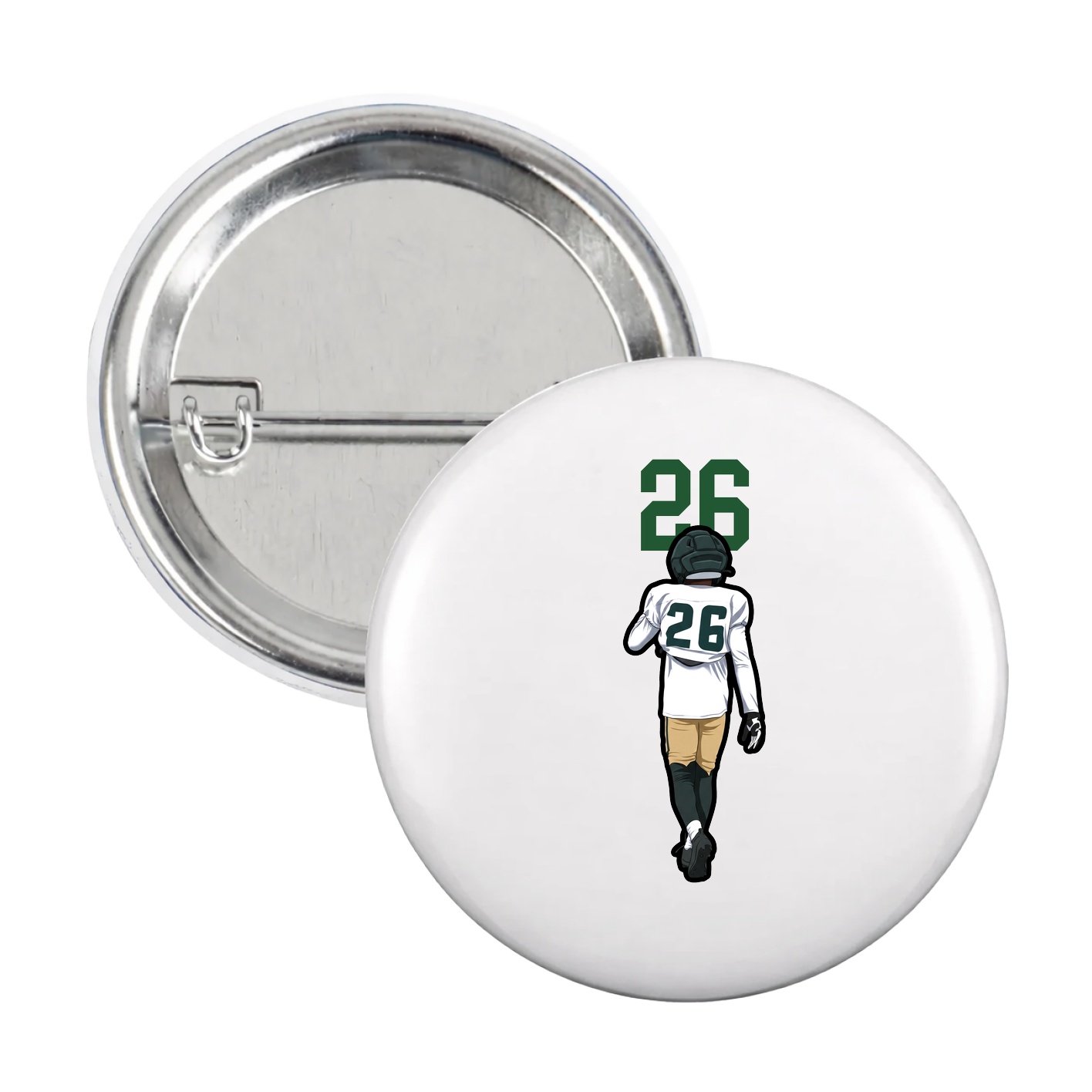 Game Day Button — Number Top in White