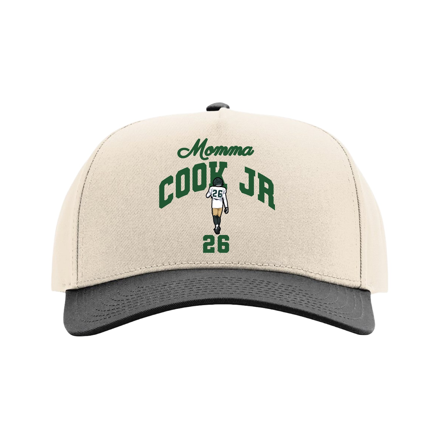 Full Fabric Five-Panel Champ Cap — Mothers Day Arch in Cream/Black