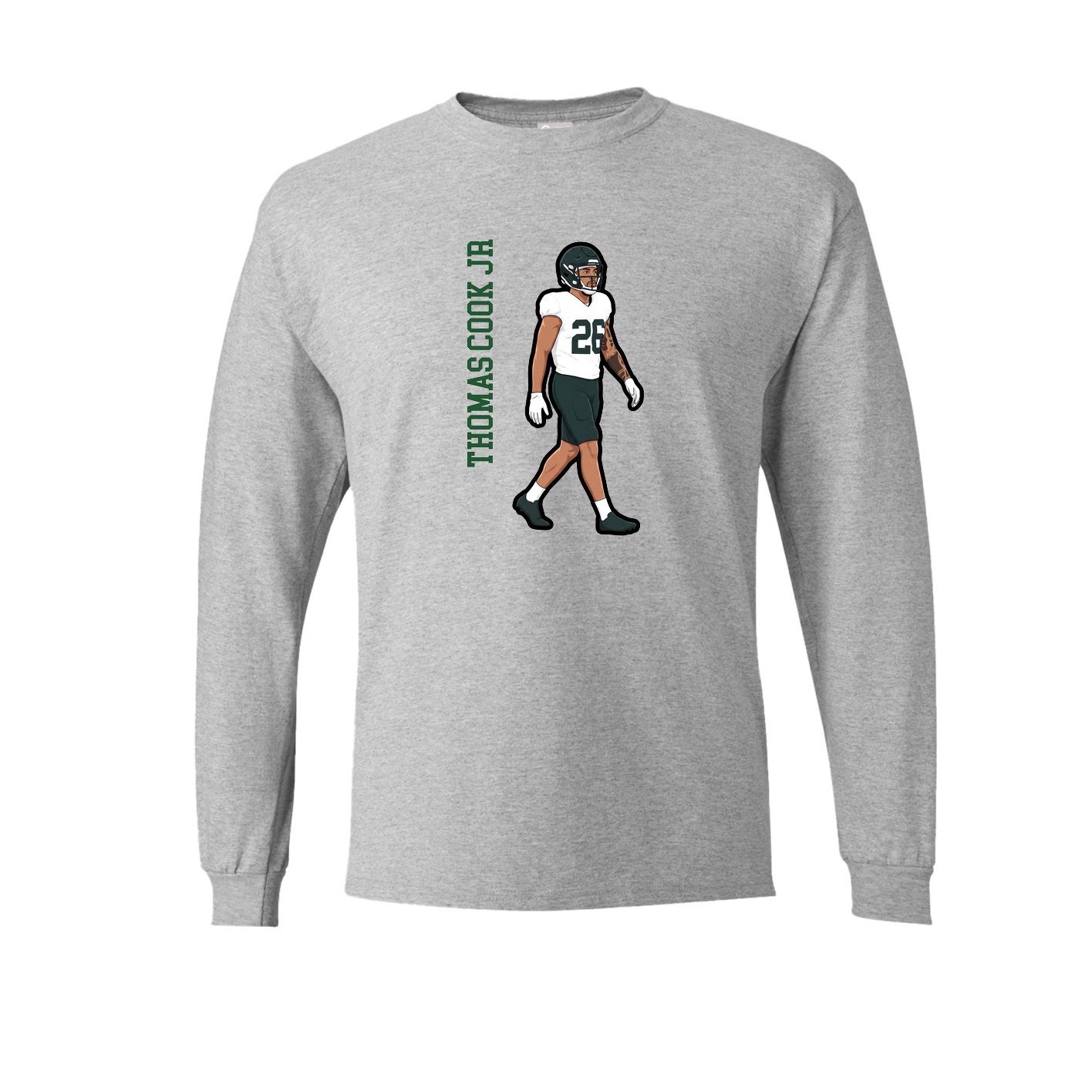 Long Sleeve Tee — Name Vertical in Grey