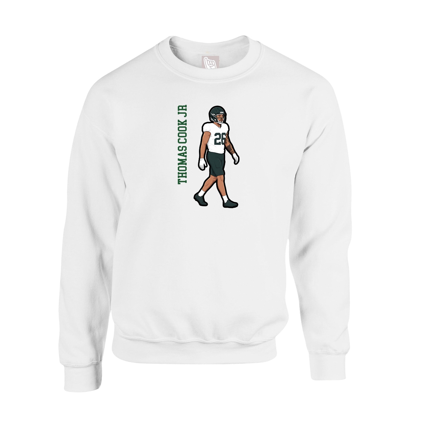 Fleece Crew — Name Vertical in White