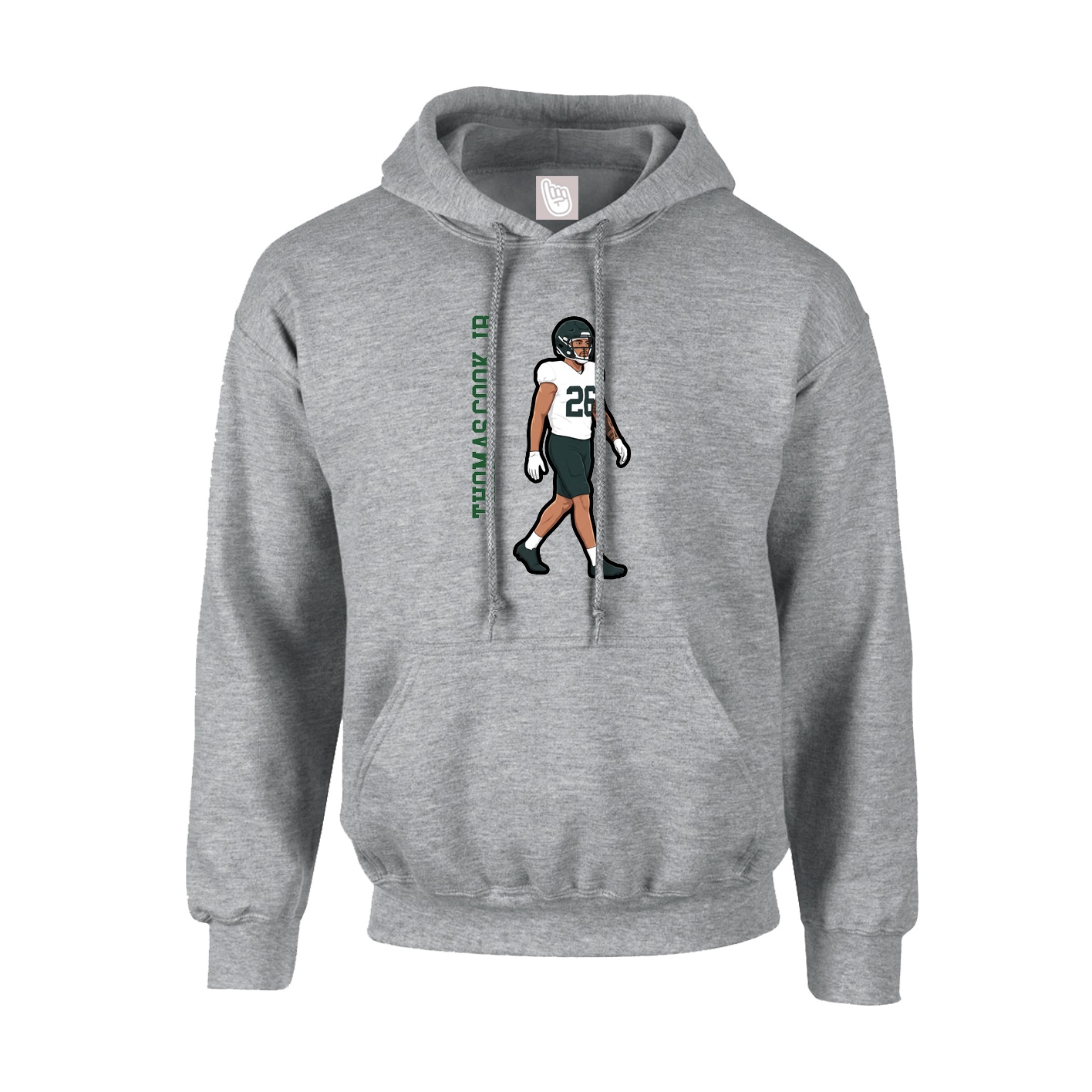 Youth Hoodie — Name Vertical in Grey