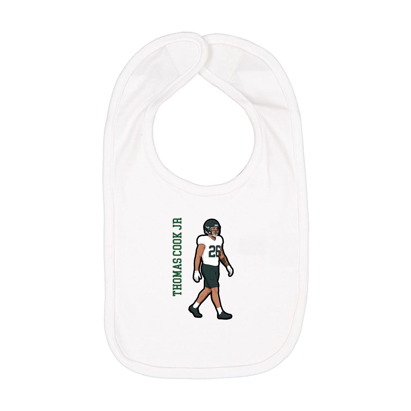 Infant Bib — Name Vertical in White