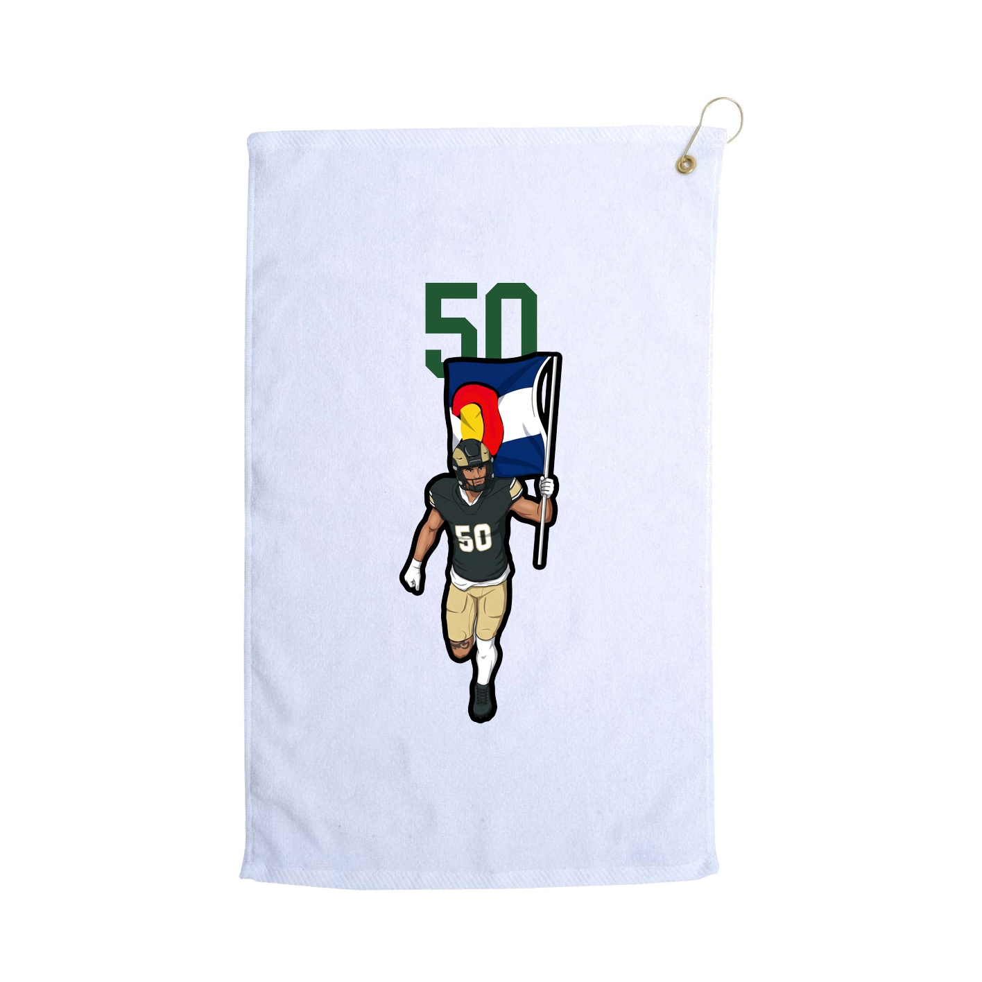 Golf Towel — Number Top in White