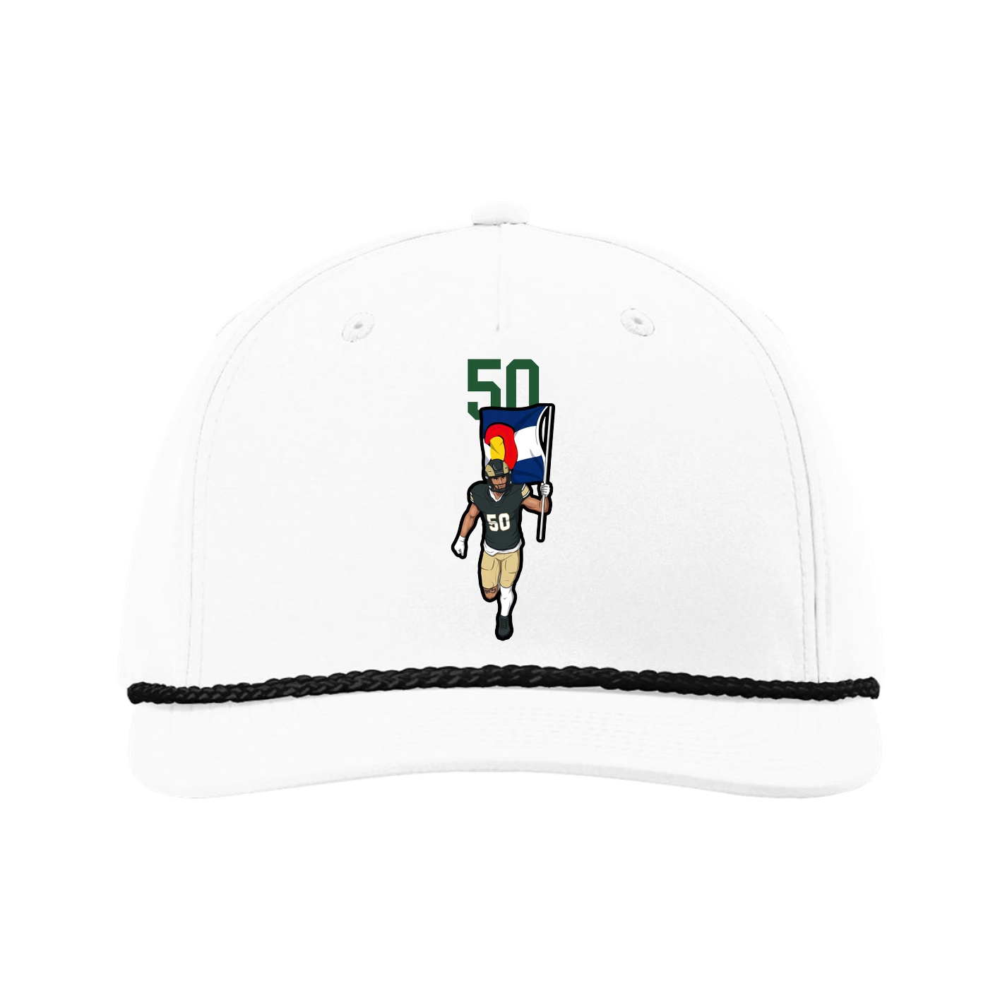 Five-Panel Classic Rope Cap — Number Top in White