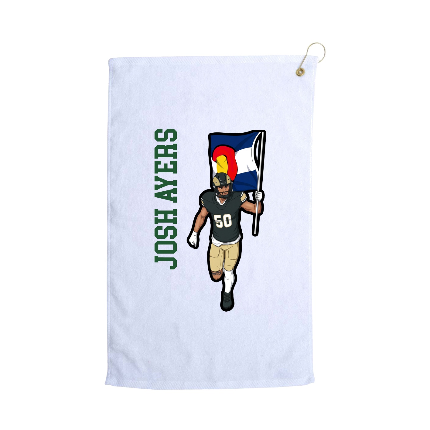 Golf Towel — Name Vertical in White