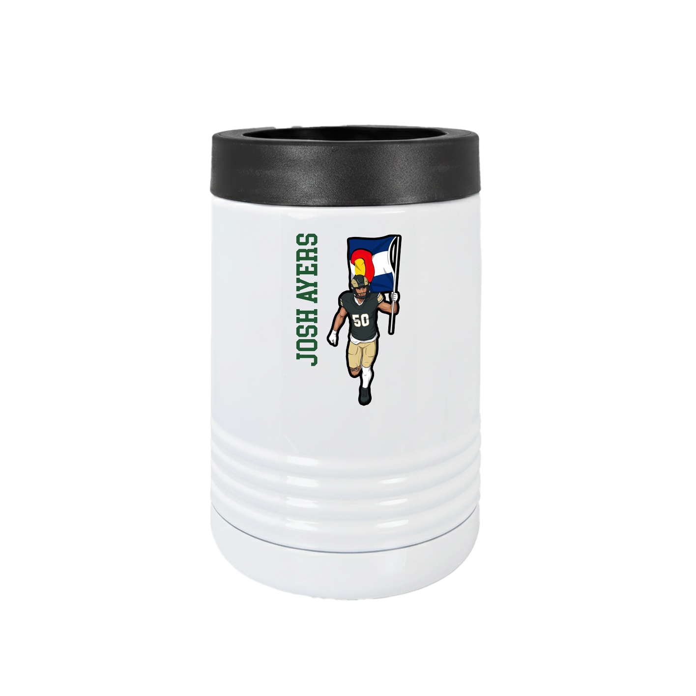 Beverage Holder — Name Vertical in White