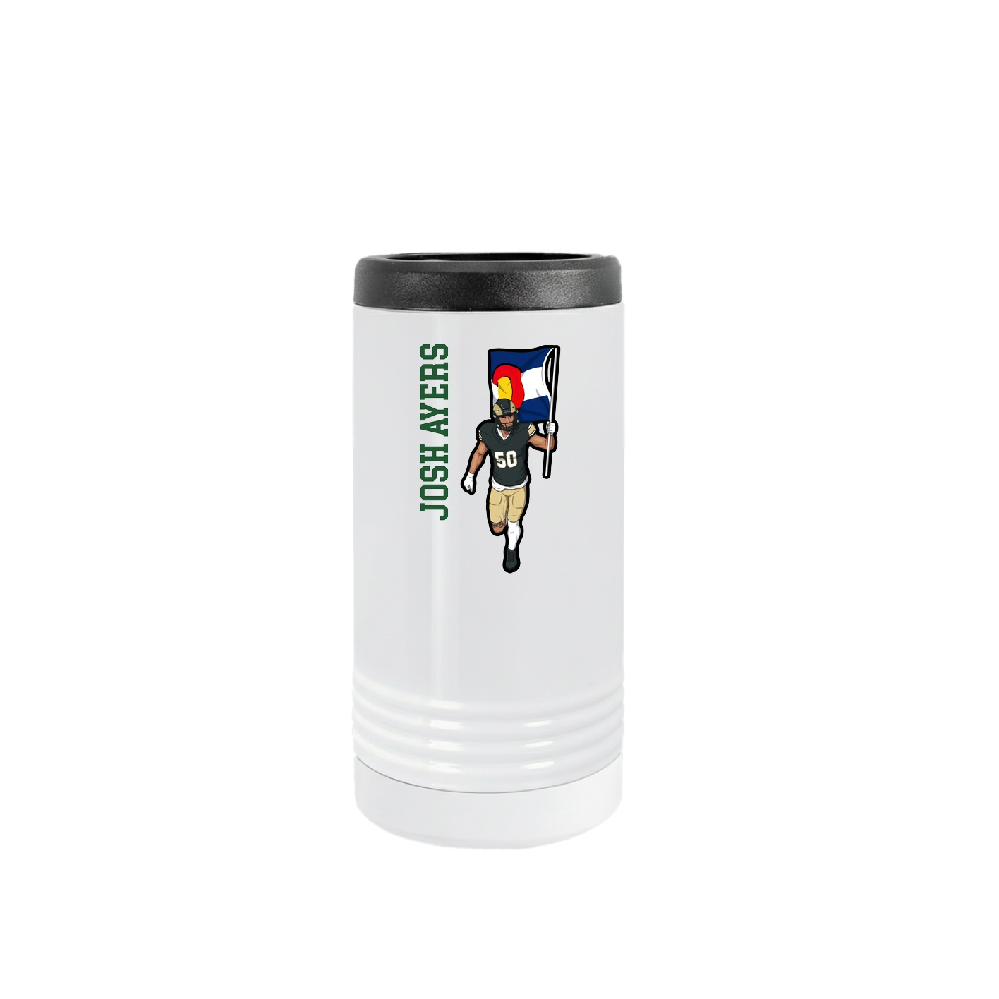Slim Beverage Holder — Name Vertical in White