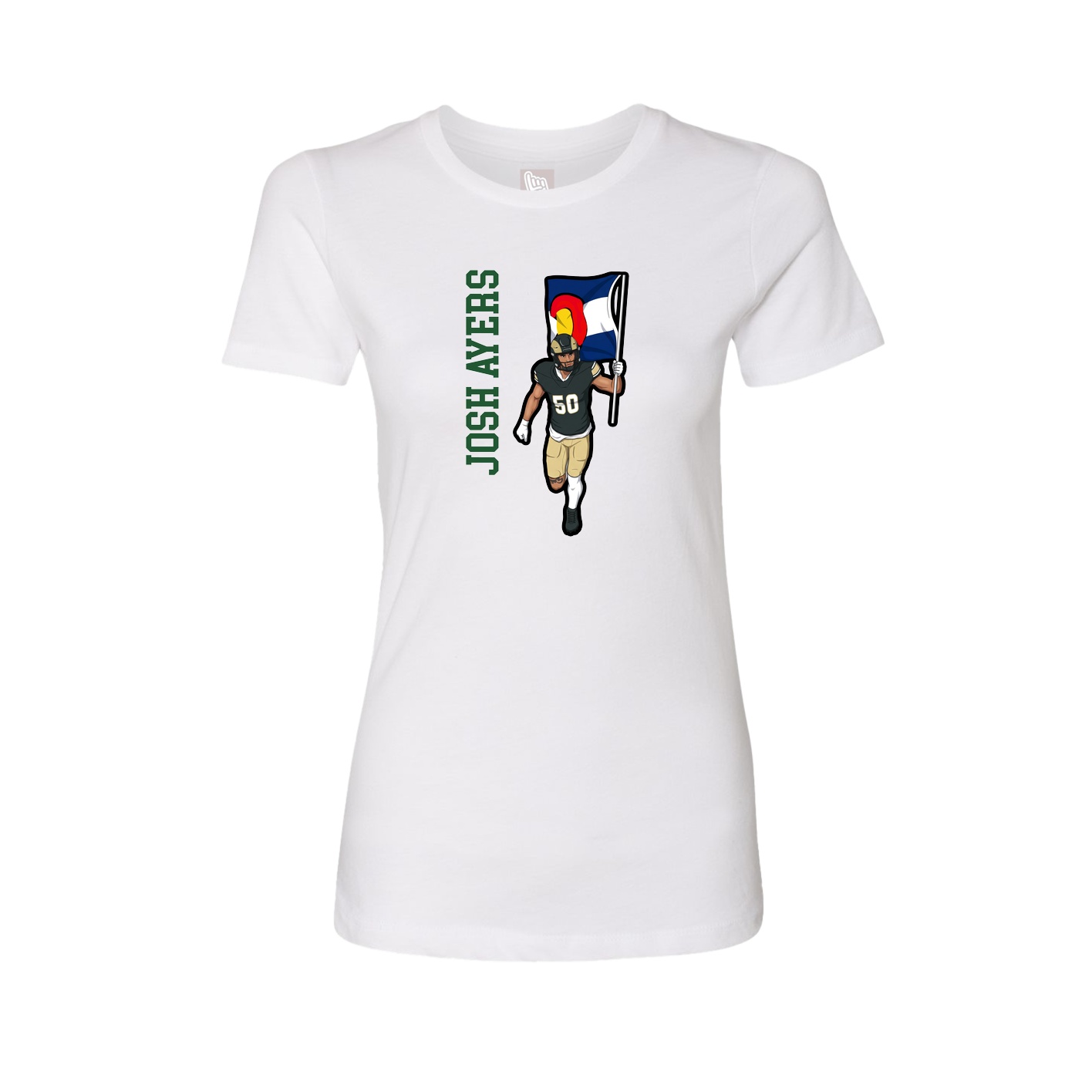 Womens Tee — Name Vertical in White
