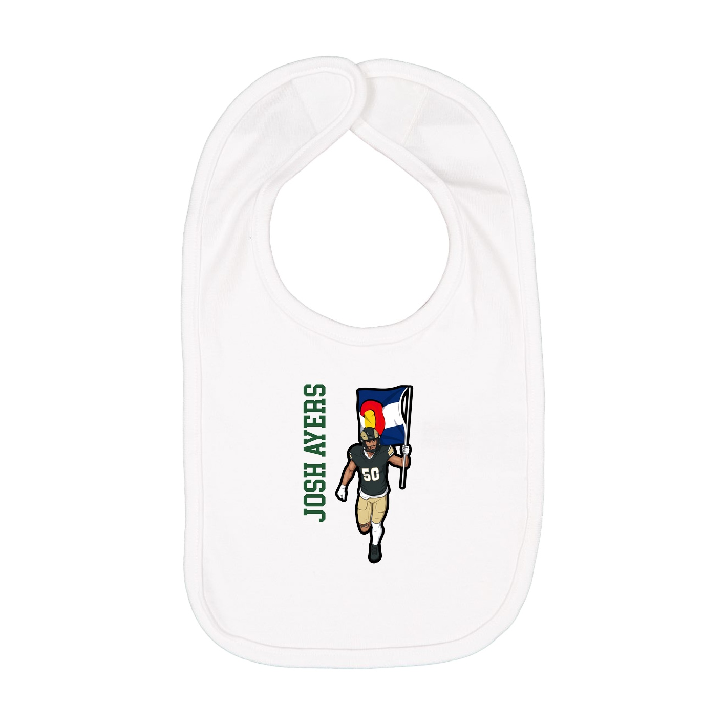 Infant Bib — Name Vertical in White
