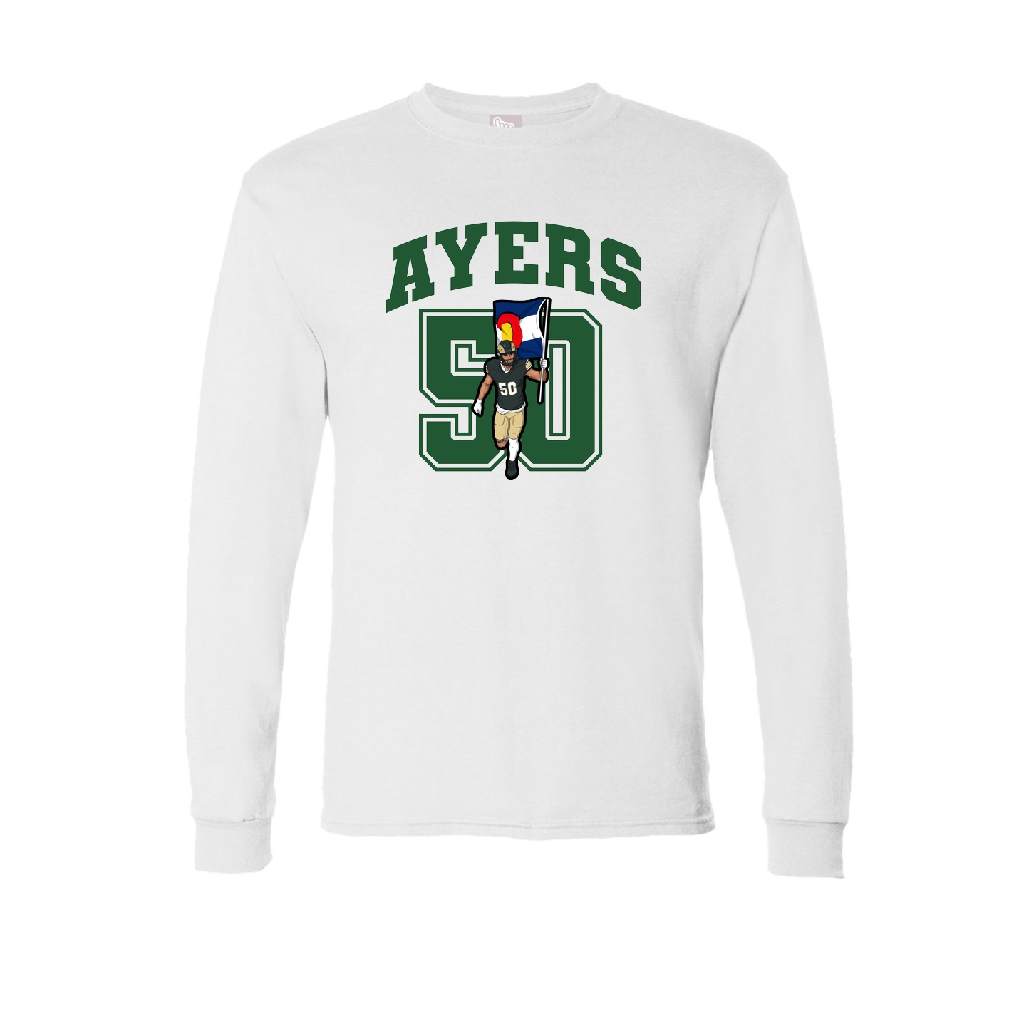 Long Sleeve Tee — Number in White