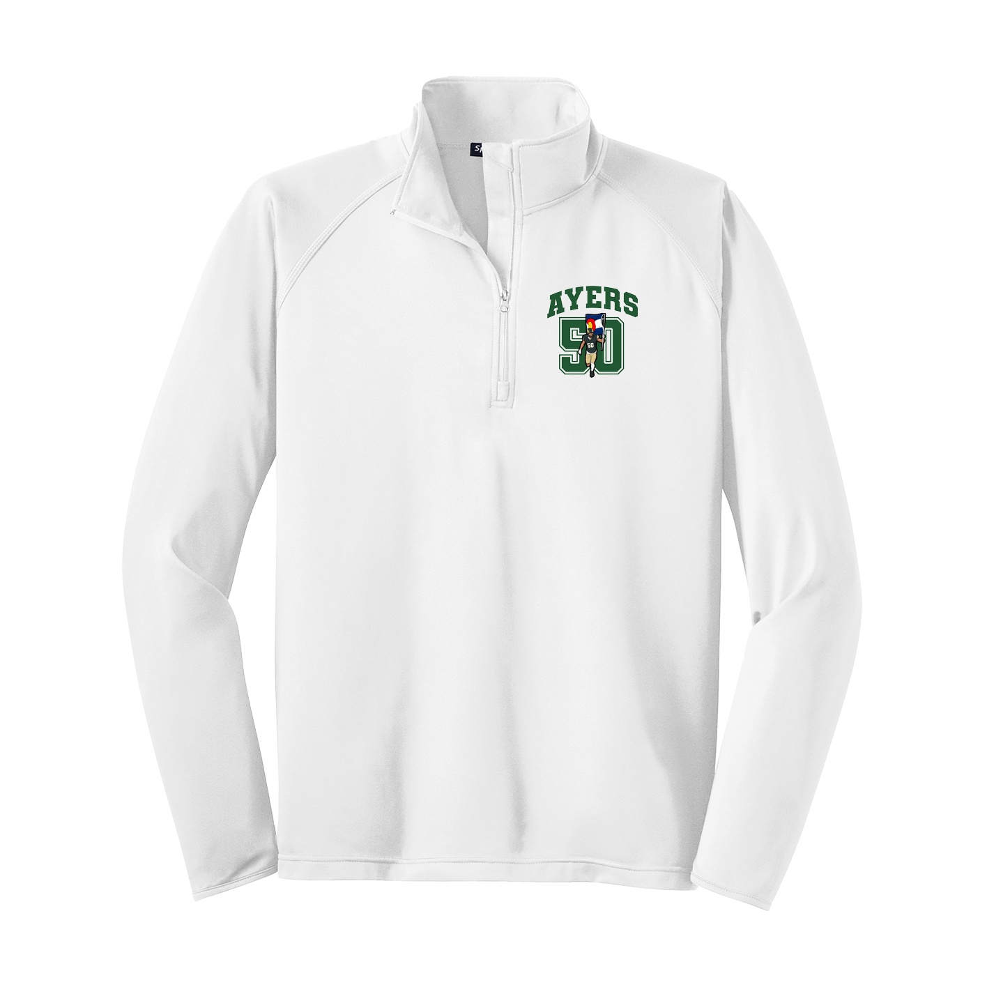 Q-Zip Pullover — Number in White