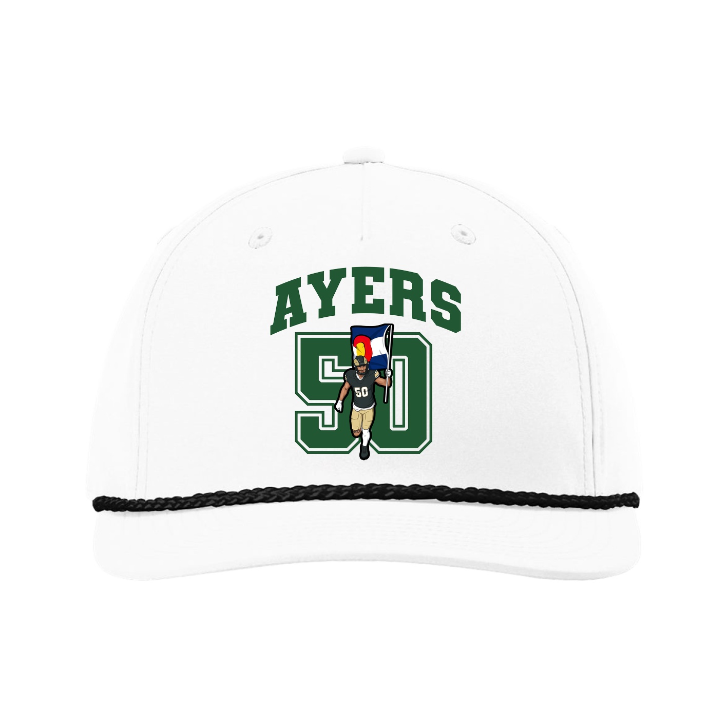 Five-Panel Classic Rope Cap — Number in White