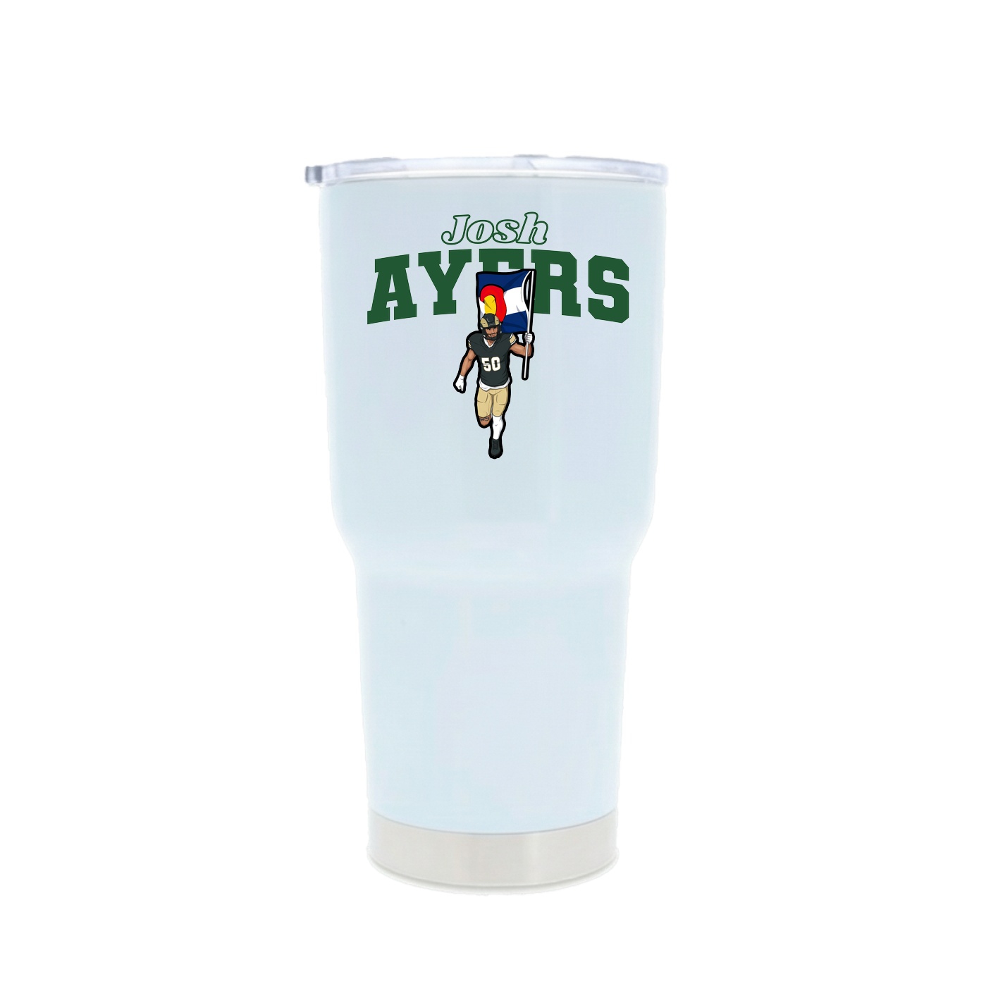 30oz Stainless Steel Tumbler — Name Arch in White