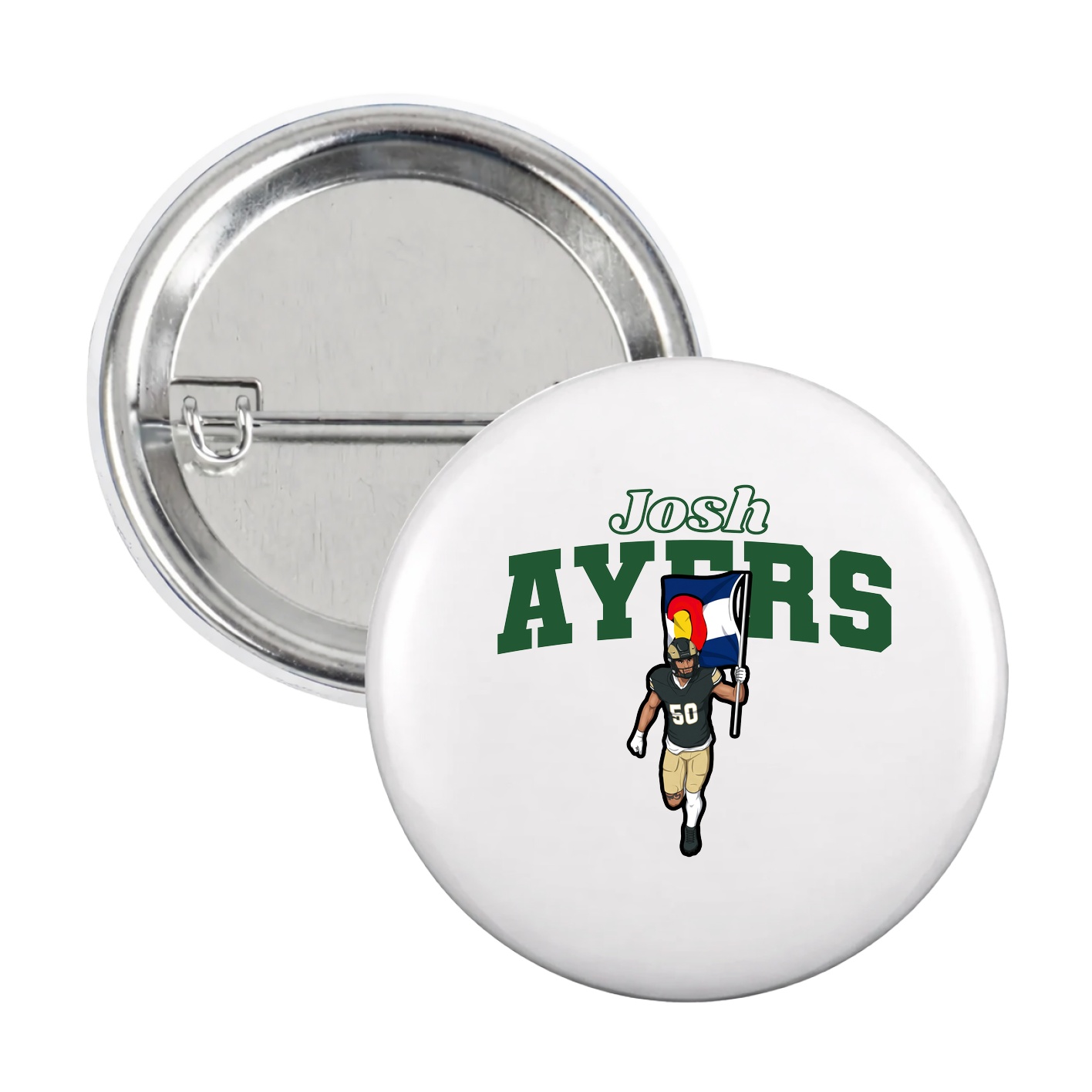 Game Day Button — Name Arch in White