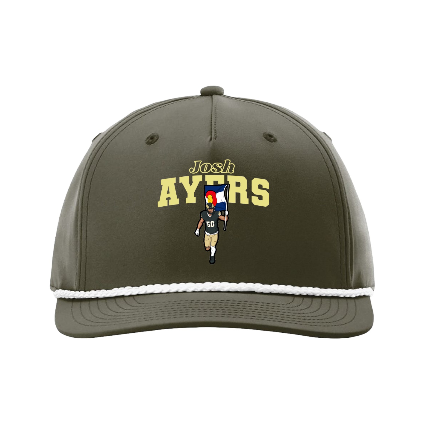 Five-Panel Classic Rope Cap — Name Arch in Green
