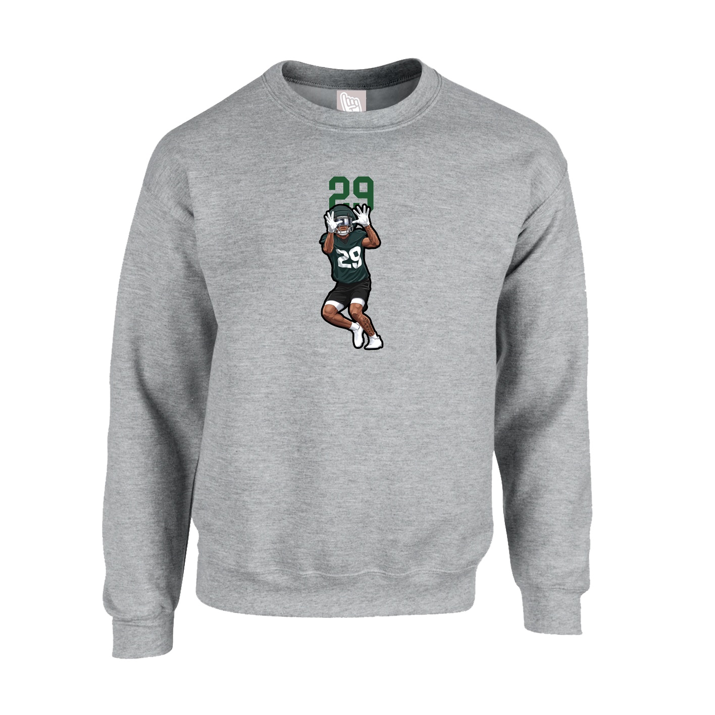 Fleece Crew — Number Top in Grey