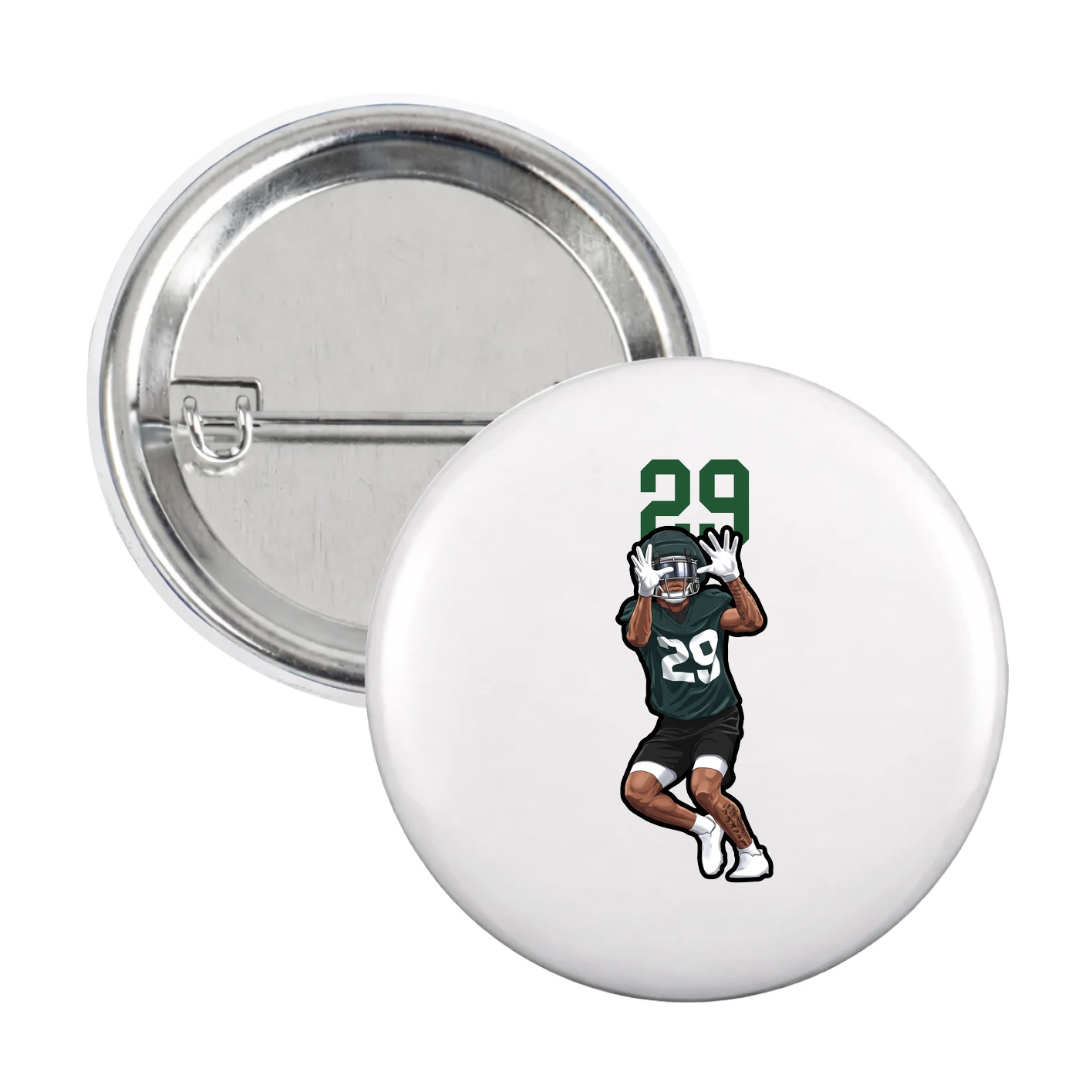 Game Day Button — Number Top in White