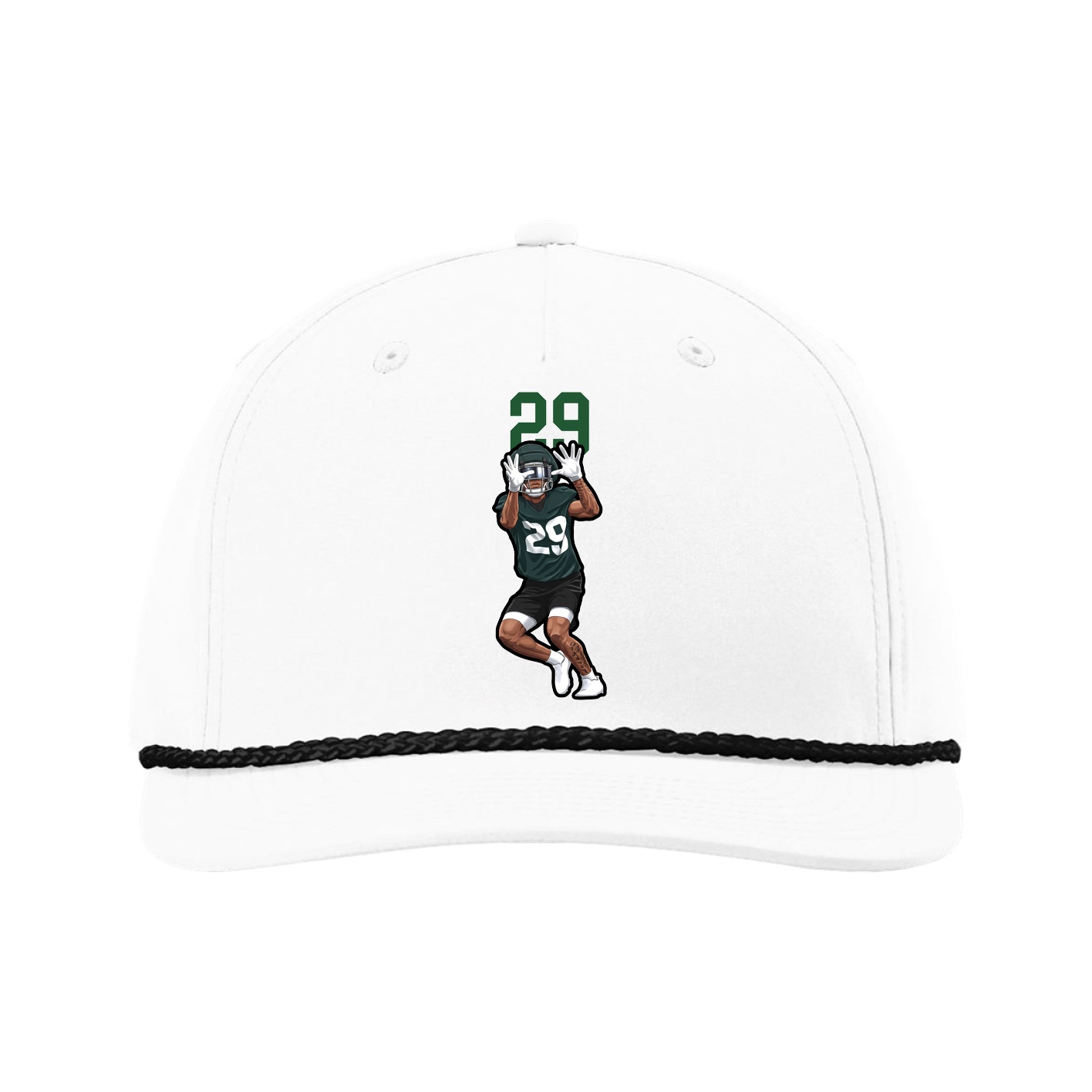 Five-Panel Classic Rope Cap — Number Top in White