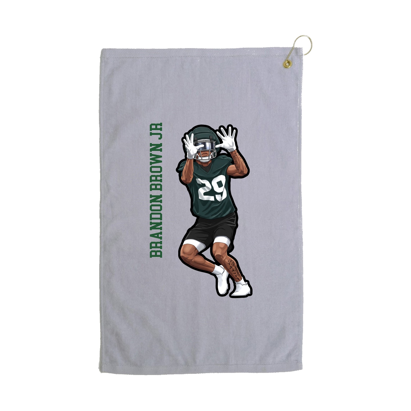 Golf Towel — Name Vertical in Grey
