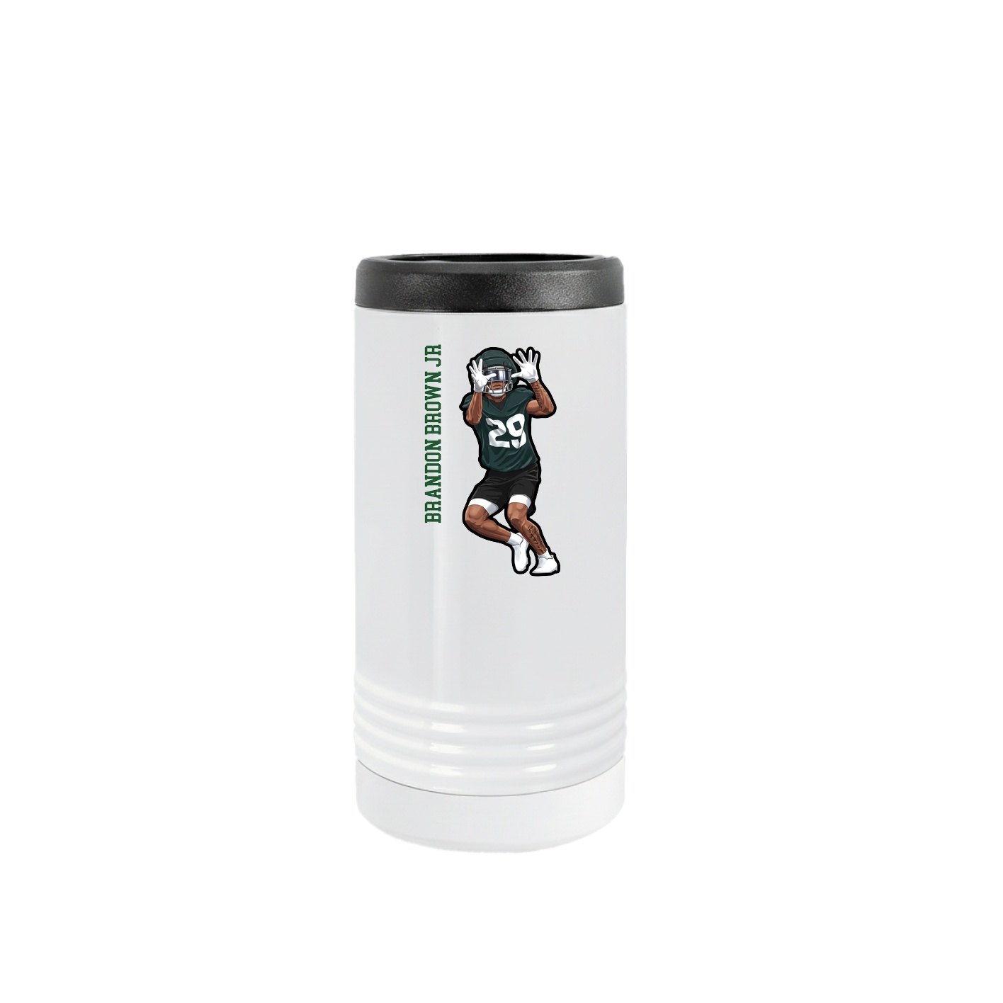 Slim Beverage Holder — Name Vertical in White