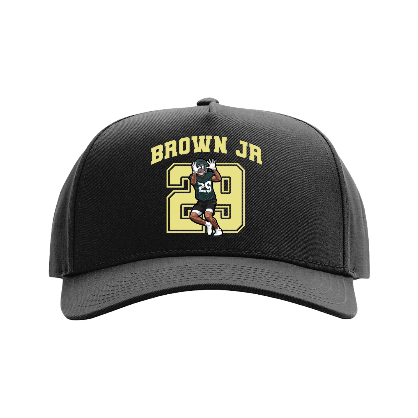 Full Fabric Five-Panel Champ Cap — Number in Black