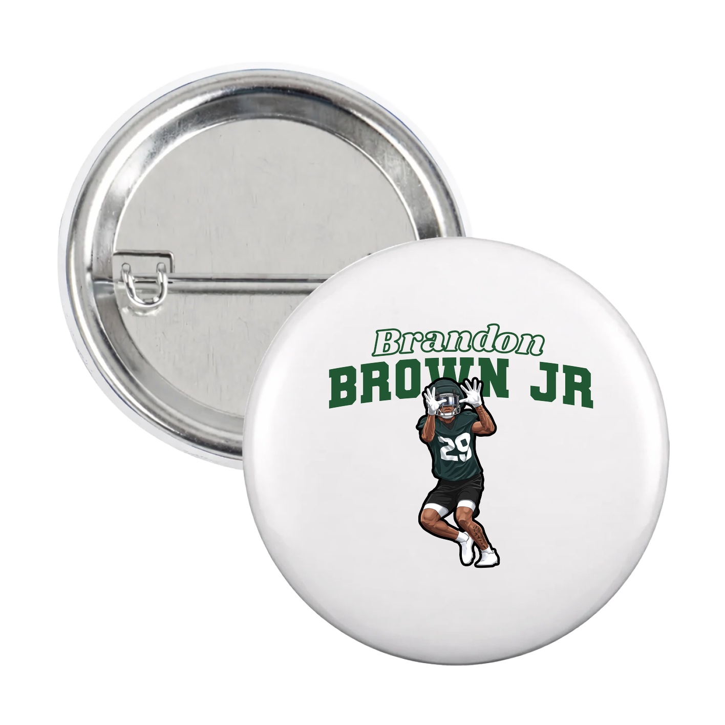 Game Day Button — Name Arch in White