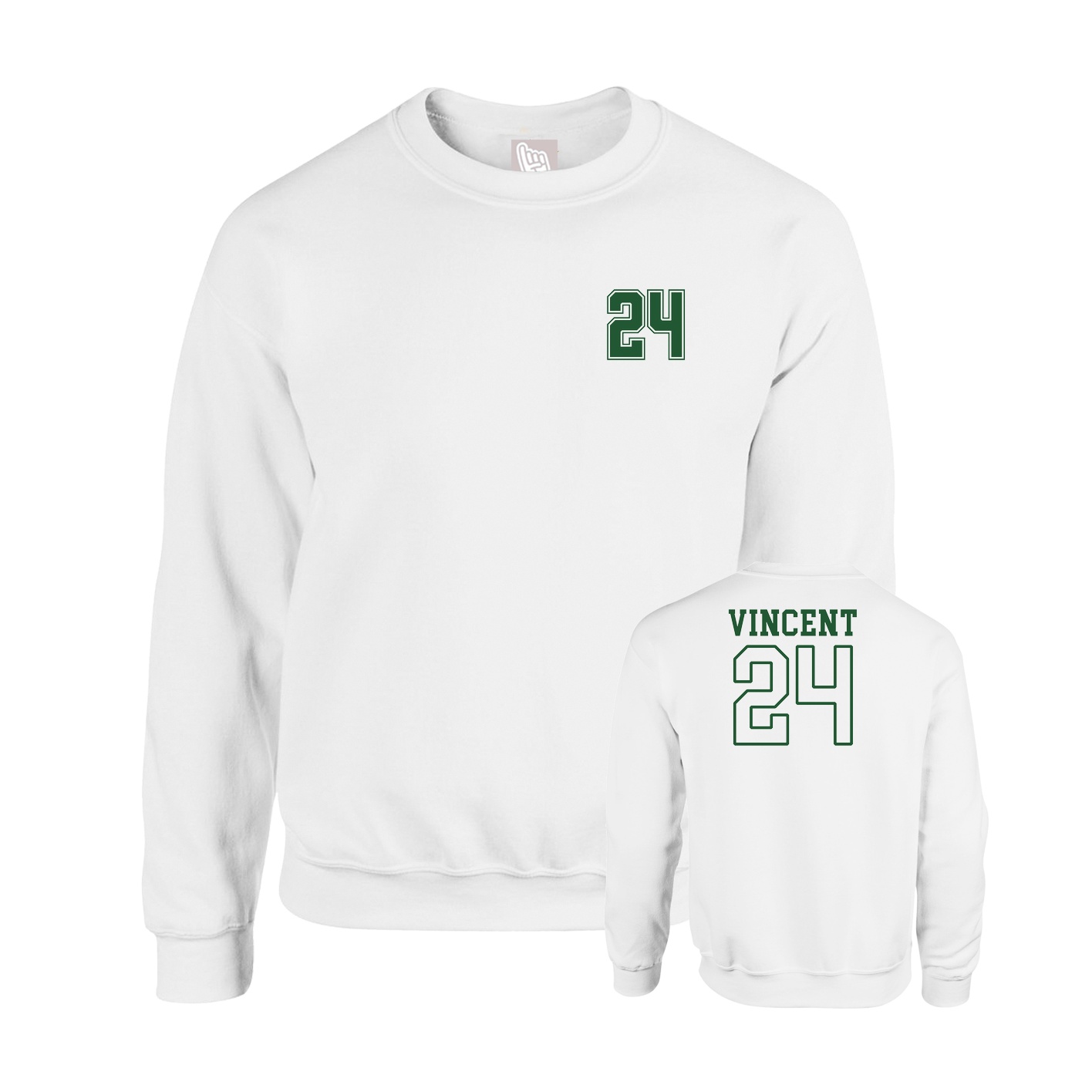 Fleece Crew — Chest Back in White