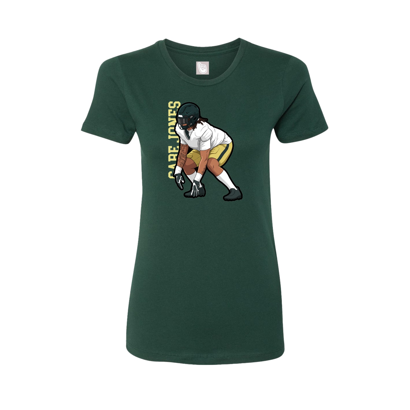 Fitted Women's Tee — Name Vertical in Green
