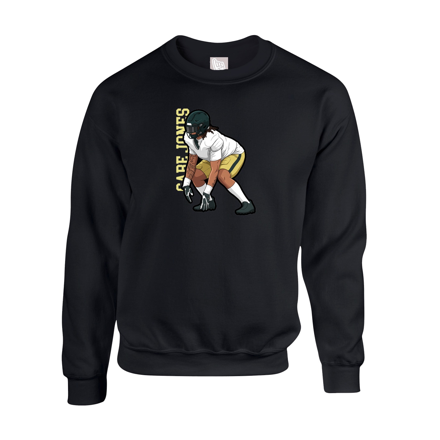 Fleece Crew — Name Vertical in Black
