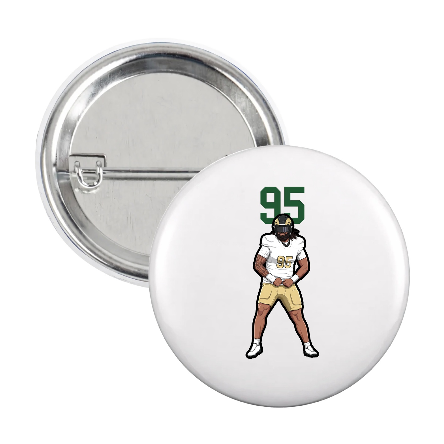 Game Day Button — Number Top in White