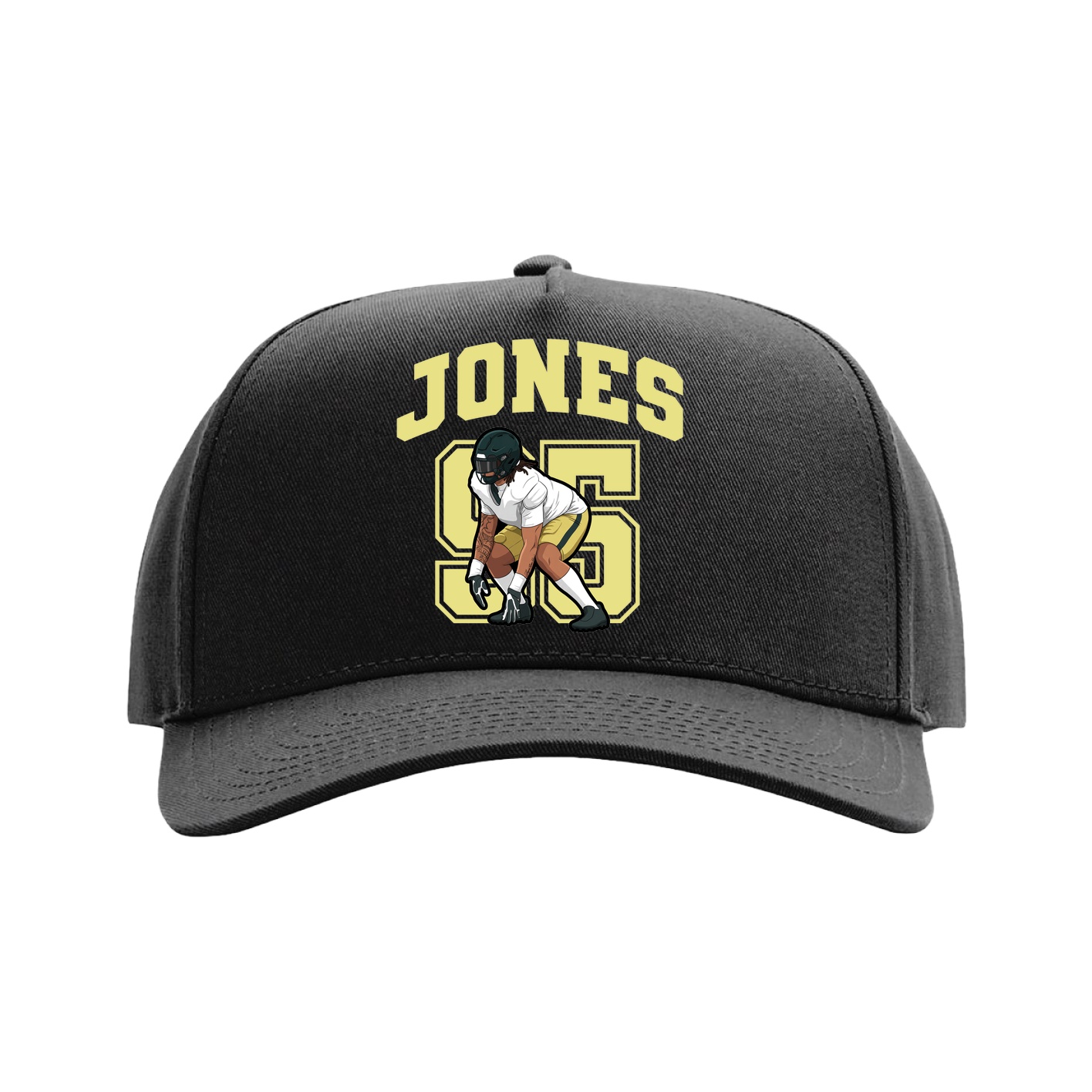 Full Fabric Five-Panel Champ Cap — Number in Black
