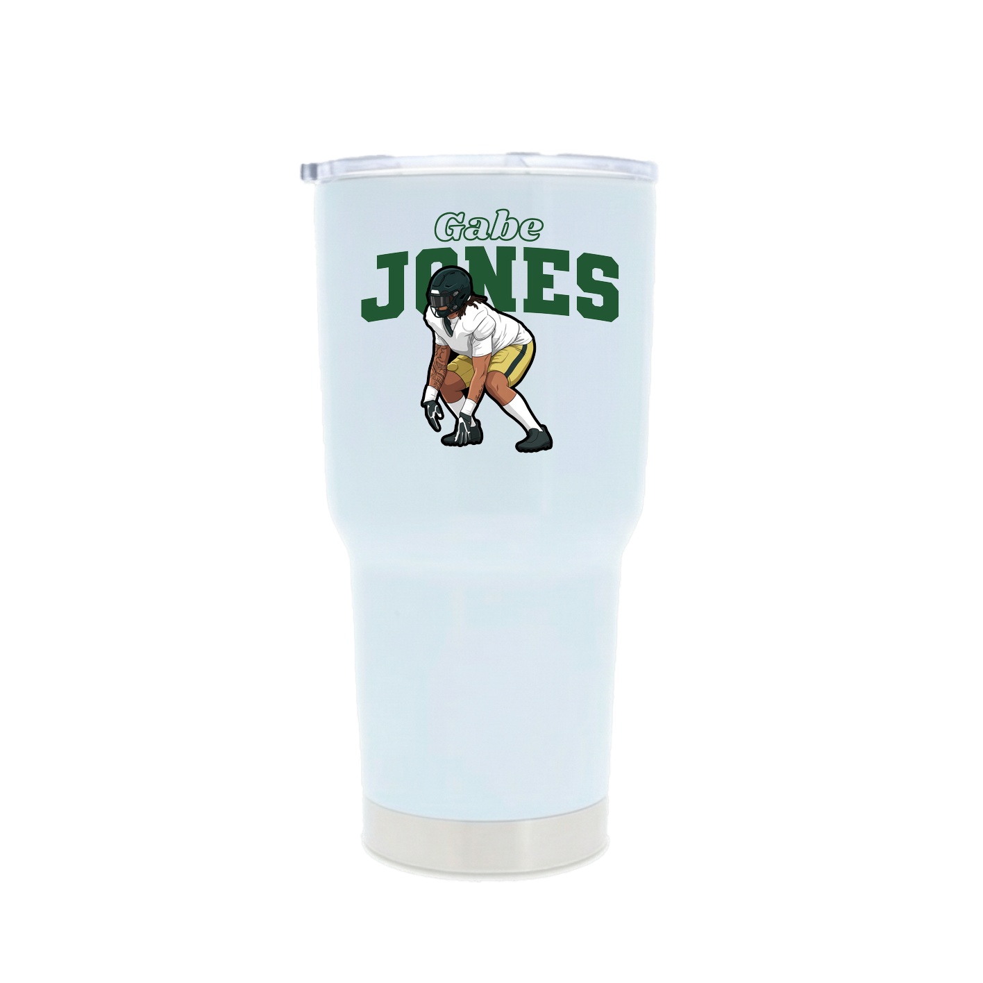 30oz Stainless Steel Tumbler — Name Arch in White