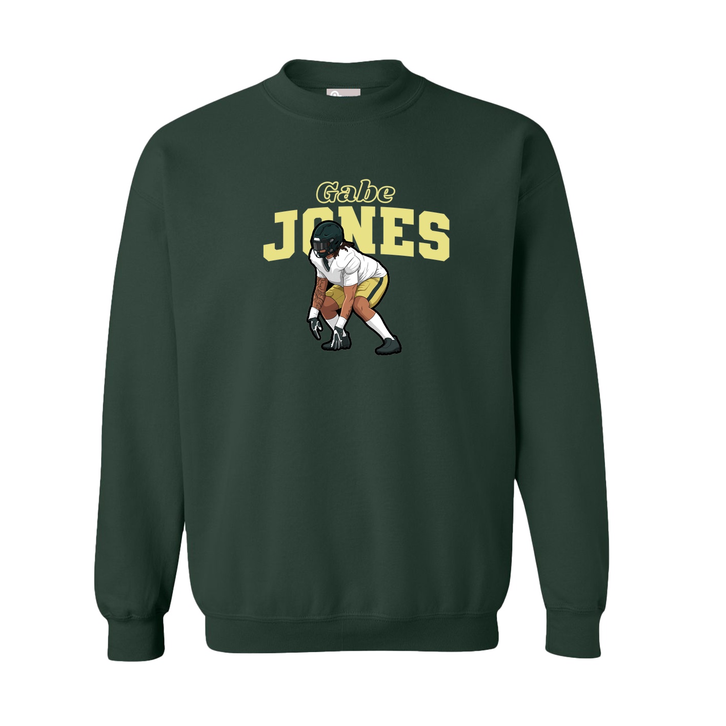 Fleece Crew — Name Arch in Green
