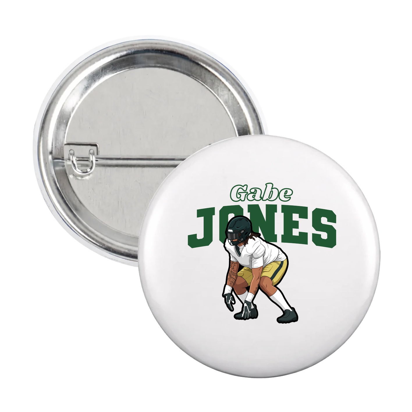 Game Day Button — Name Arch in White