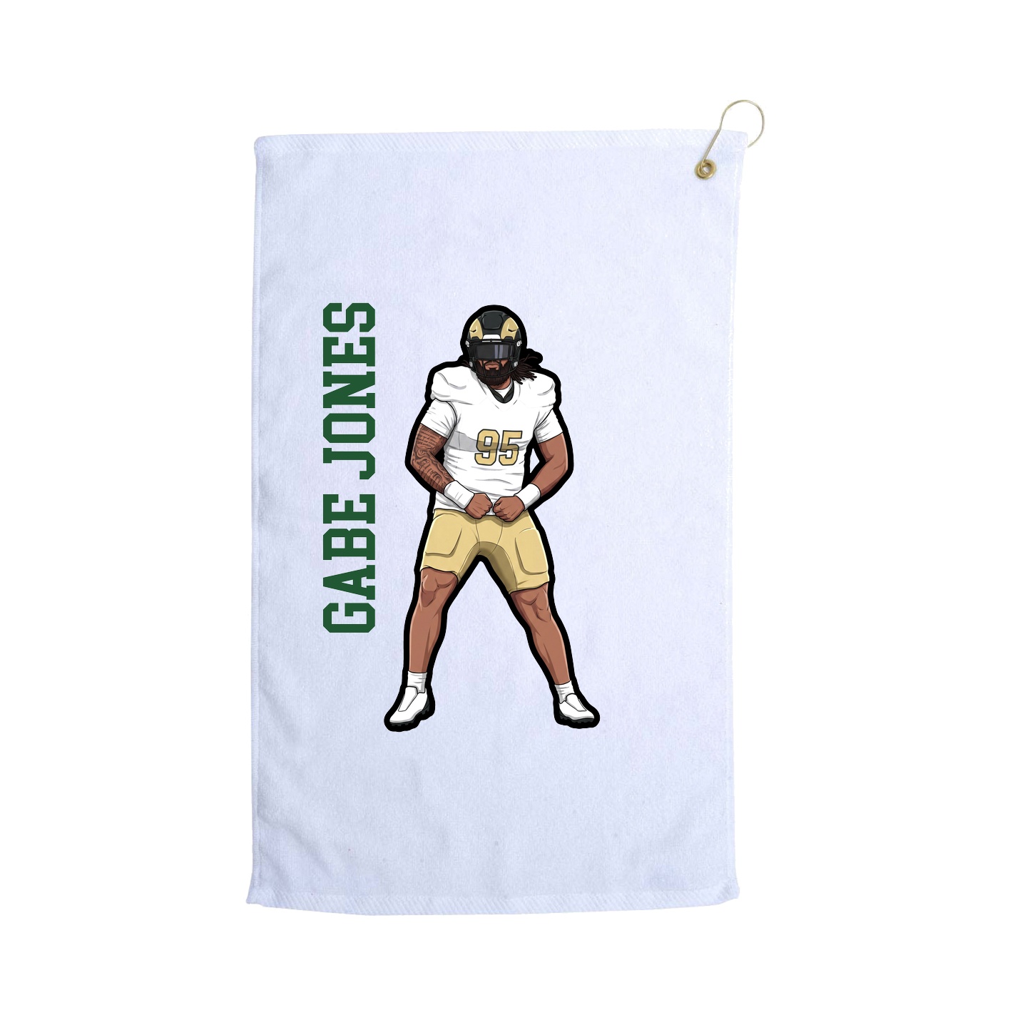Golf Towel — Name Vertical in White