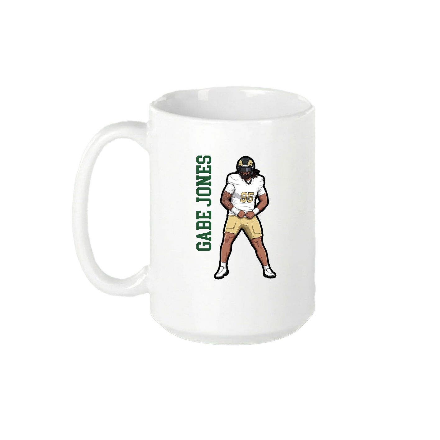 15oz Coffee Mug — Name Vertical in White