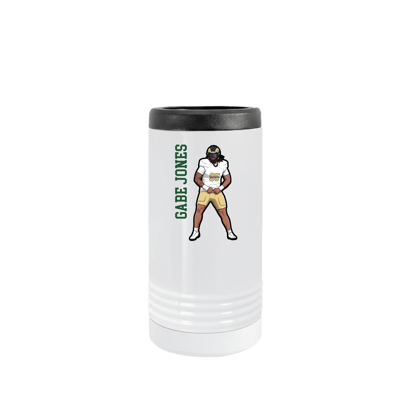 Slim Beverage Holder — Name Vertical in White