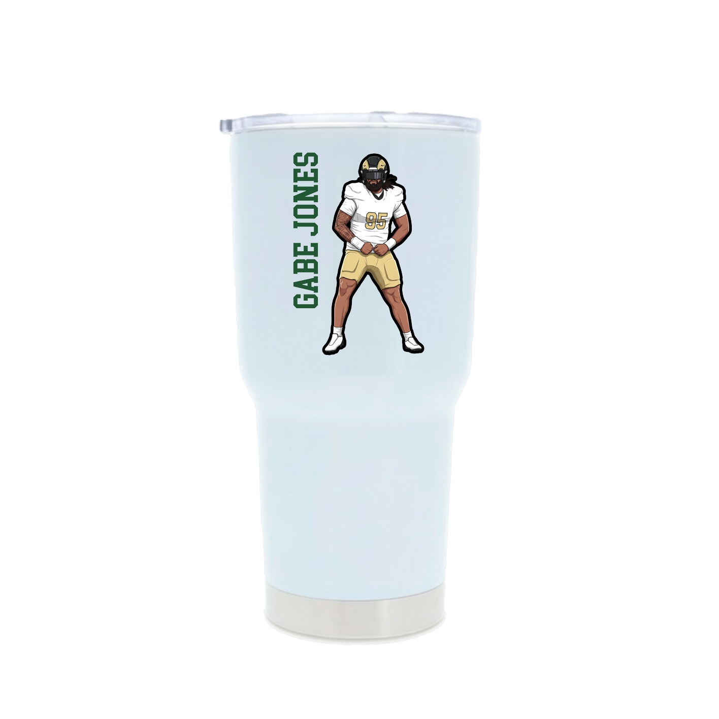 30oz Stainless Steel Tumbler — Name Vertical in White