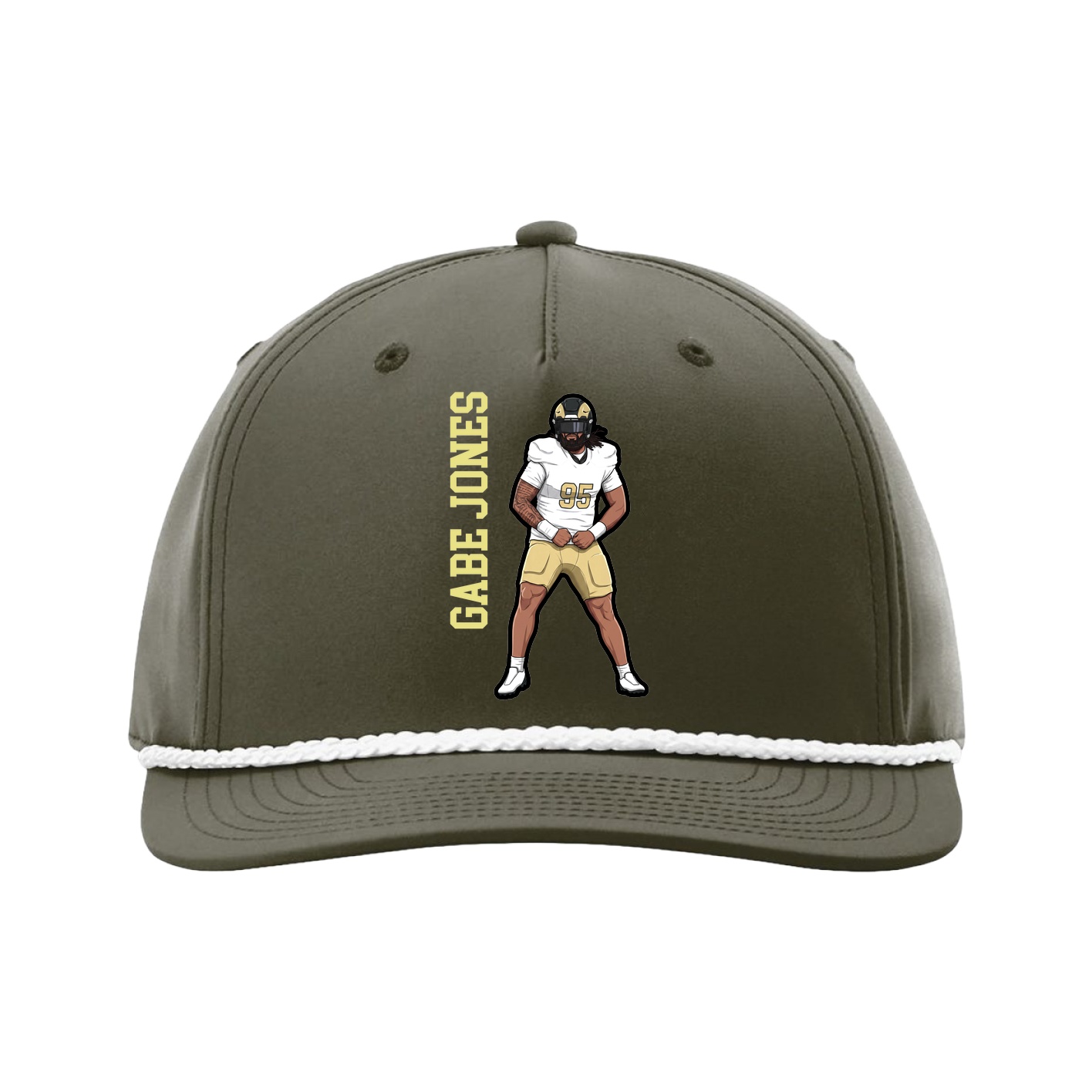 Five-Panel Classic Rope Cap — Name Vertical in Green