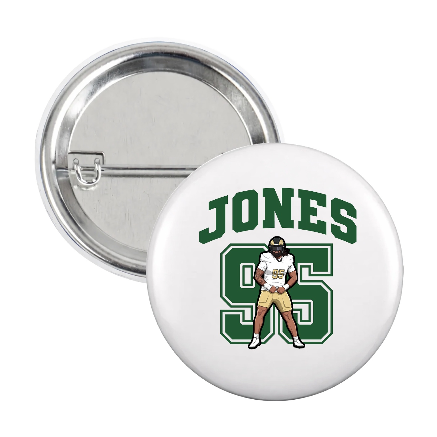 Game Day Button — Number in White