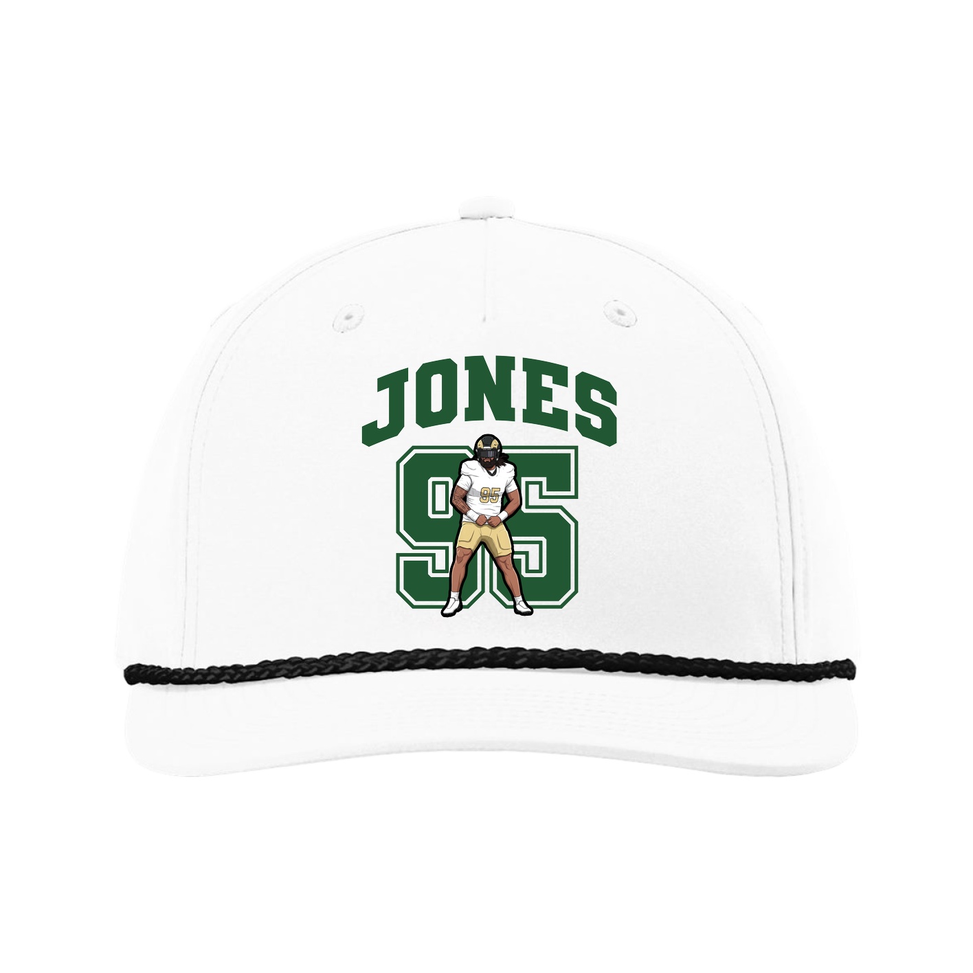 Five-Panel Classic Rope Cap — Number in White
