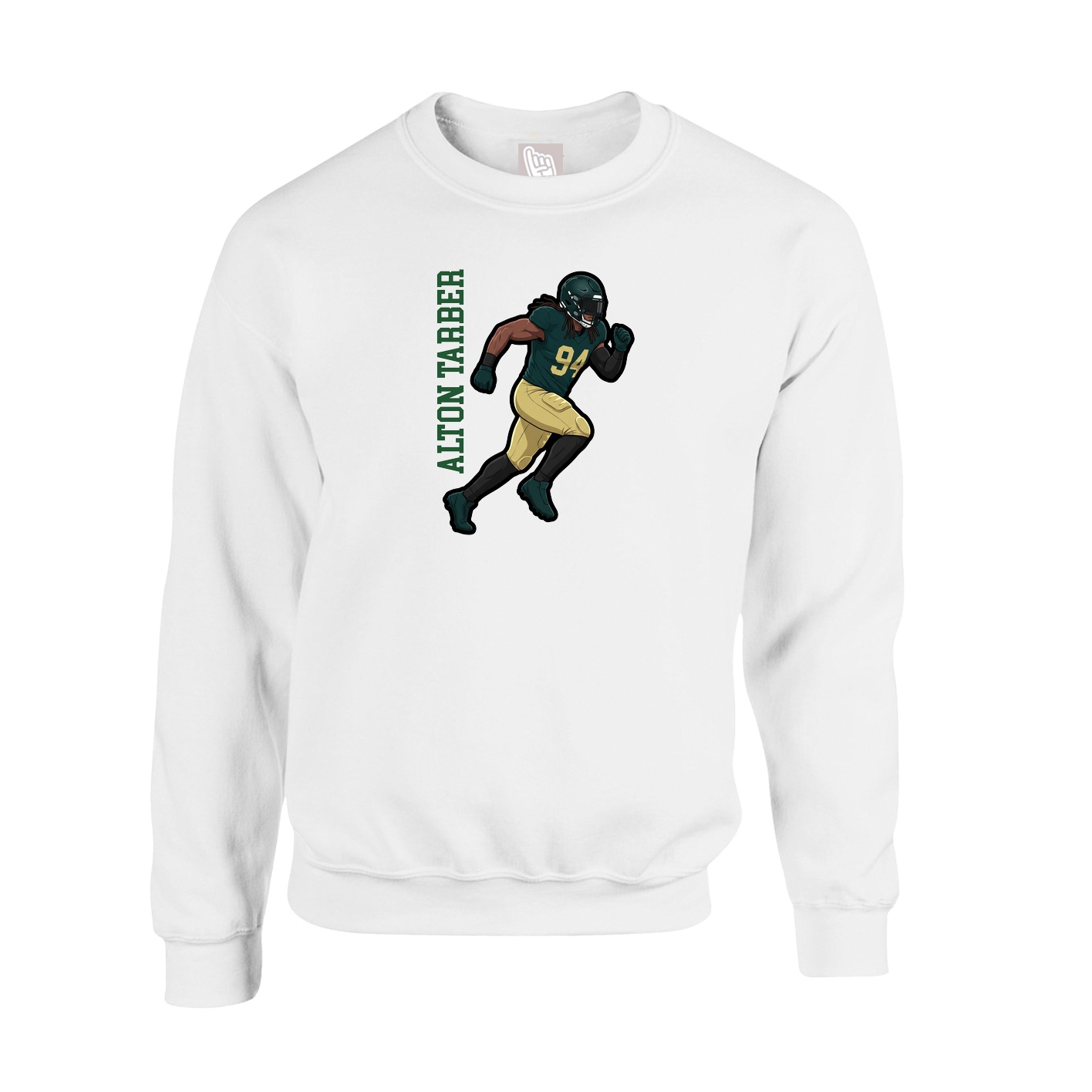 Fleece Crew — Name Vertical in White