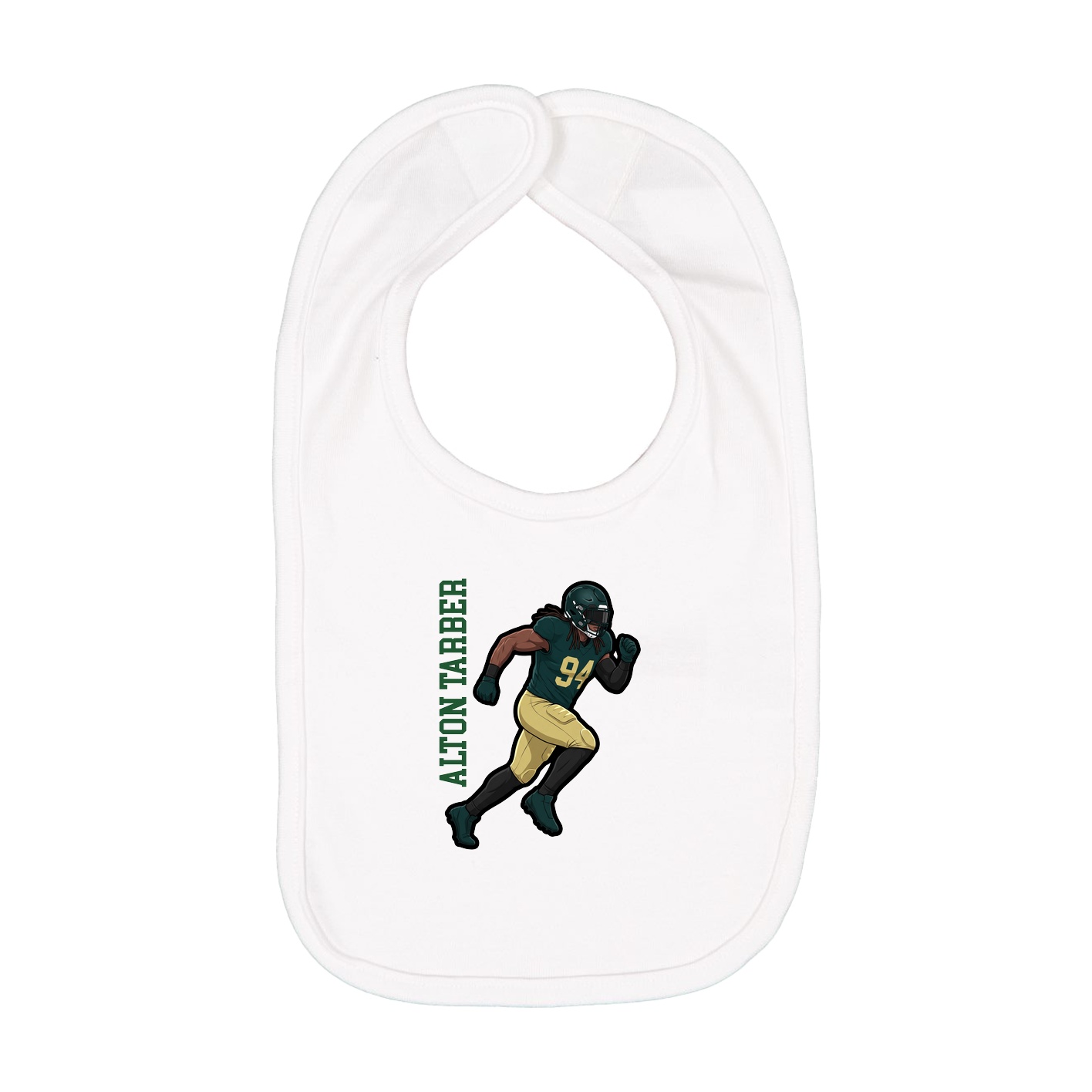 Infant Bib — Name Vertical in White