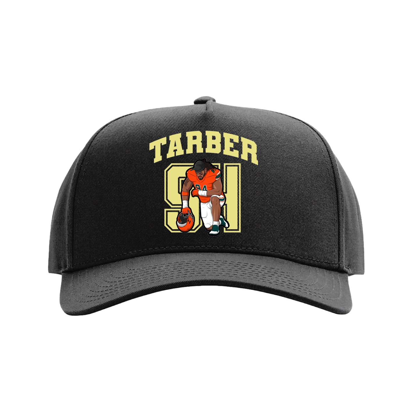 Full Fabric Five-Panel Champ Cap — Number in Black
