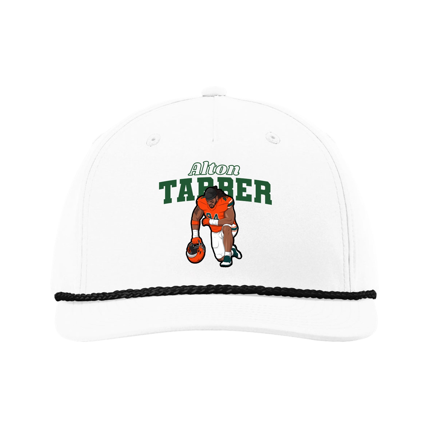 Five-Panel Classic Rope Cap — Name Arch in White