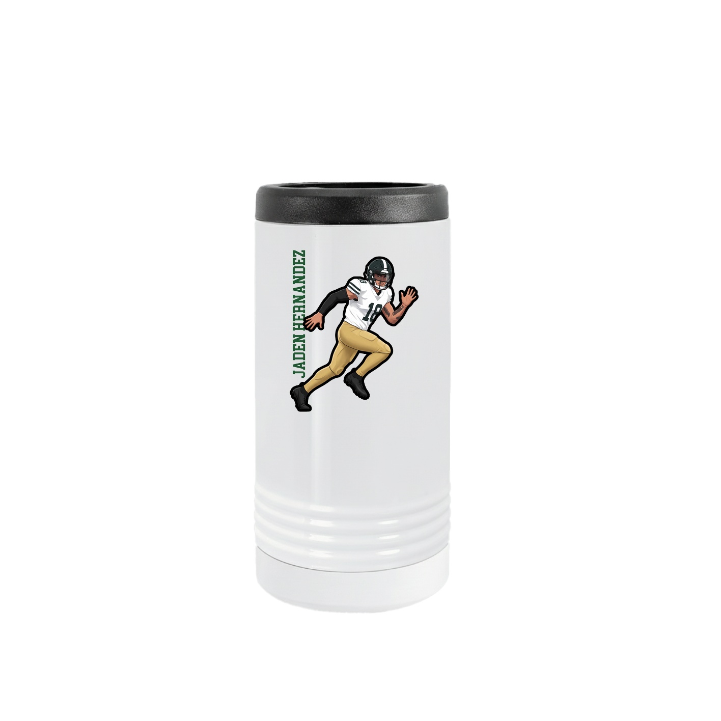 Slim Beverage Holder — Name Vertical in White